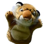 HCGX Simulation de marionnette à Main Tigre Mignon, Jouet en Peluche, poupée du Zodiaque Blanc, Confort Parent-Enfant, Cadeau ventriloque(Brass)