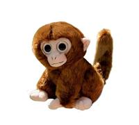 HCGX Simulation Mignon Grands Yeux Petit Singe en Peluche Marron Gris poupée Queue Doux et Cadeau(Brown)