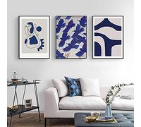 HCHKMMI Henri Matisse Bleu Affiches Salon Tableaux Murale Art Decoration Anglais Mots Imprimer Peinture Murale Triptyque Toile tableau Murale Art Galerie Décoration 40×55cm×3 Sans Cadre