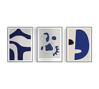 HCHKMMI Henri Matisse Bleu Affiches Salon Tableaux Murale Art Decoration Anglais Mots Imprimer Peinture Murale Triptyque Toile tableau Murale Art Galerie Décoration 50×70cm×3 Sans Cadre