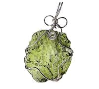 HCHL Pierre de Moldavite, Véritable Moldavite Brute Moldavite Vert Aerolites Crystal Stone Pendentif Energie Collier de Corde sans énergie Bijoux en Cristal de Moldavite, Bijoux pour Femmes