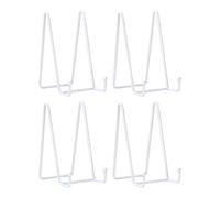 HCHLQLZ Lot de 4 Métal Blanc chevalets Porte Assiette Présentoirs Décoratifs en pour Photo, Cadres pour Image, Assiettes décoratives, Tableaux et pièces d’Art-6"x3"