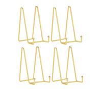 HCHLQLZ Lot de 4 Métal Or chevalets Porte Assiette Présentoirs Décoratifs en pour Photo, Cadres pour Image, Assiettes décoratives, Tableaux et pièces d’Art-6"x3"