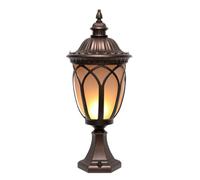 HCIPJQY Lampe De Jardin Étanche Pour Colonne Avec Socle De Fixation | Éclairage blanc chaud 3000K E26 Abat-jour en aluminium marron Lampadaires extérieurs vintage avec verre blanc pour jardin, te