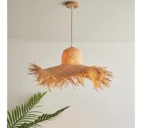 HCIPJQY Lampe Suspendue en Forme De Chapeau Tissé Pastoral Abat-Jour De Couverture De Lumière De Chapeau De Paille De Vigne Plafonnier Encastré Moderne Boho Français Lampe À Suspension De 52 Cm