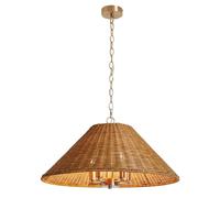 HCIPJQY Lustre Moderne À 5 Lumières E26, Suspension De Plafond Luminaire Suspendu Bohème Pour Îlot De Cuisine Lustre D'extérieur En Osier Réglable Pour Restaurant Abat-jour 50 Cm Pour Café Ou