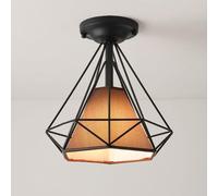 HCIPJQY Plafonnier Cage Noire Style Nordique, Plafonnier Semi-encastré En Tissu Blanc, Lustre Moderne Style Industriel/ferme, Lampe D'ambiance Pour Salle À Manger, Chambre Ou Bureau