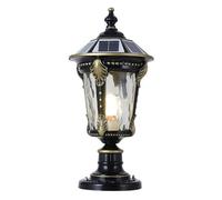 HCIPJQY Poteaux D'éclairage Solaire Pour Éclairage Extérieur De Jardin Lampes Sur Poteau Noires Avec Base De Fixation Sur Pilier, Éclairage Industriel À Énergie Solaire Lampes Sur Poteau Étanches