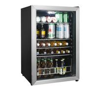 HCK 115L Réfrigérateur à boissons en pose libre avec porte en verre double vitrage, température réglable de 0 à 10 ℃, 4 étagères amovibles pour bières et boissons