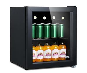 HCK 48L Mini Frigo Silencieux, 0-15°C Petit Réfrigérateur de Chambre, Porte Vitrée Transparente, Mini Bar pour Cuisine, Noir