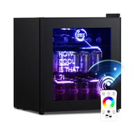 HCK Mini Frigo, Réfrigérateur Pour Boissons Avec éclairage Moderne Cyberpunk, 48L Petit Frigo Silencieux de 0-15°C, Mini Bar Intérieur, Pour Salle de Jeux, Fête, Noir.