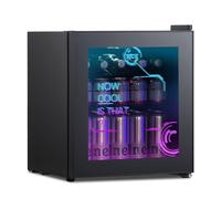 HCK Mini réfrigérateur 48 litres avec porte en verre 39 dB Cyberpunk avec éclairage LED moderne, réfrigérateur à boissons, réfrigérateur de jeu, contrôle précis de la température de 0 à 15 °C