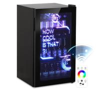 HCK Réfrigérateur Pour Boissons, Mini Frigo Avec éclairage Moderne Cyberpunk, 98L Petit Frigo Silencieux de 0-10°C, Mini Bar Intérieur, Pour Salle de Jeux, Fête, Noir.