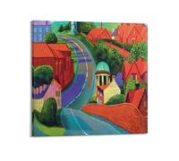 HCLHB Poster décoratif sur toile David Hockney's Road to York à travers la Sledmere - 40 x 40 cm