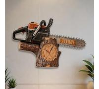 HCLRIU Horloge Murale Personnalisée avec Une Tronçonneuse, Horloge Murale en Acrylique avec Une Tronçonneuse, Cadeau d'anniversaire pour Les Bûcherons, Les Forestiers et Les Amateurs de Jardinage
