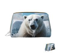 HCLYvexiria Trousse de maquillage de voyage étanche - Grande ouverture - Corail et poisson - Grande capacité - Poche zippée pour femme, Ours polaire blanc cool, Taille unique