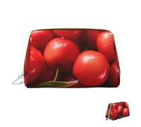 HCLYvexiria Trousse de maquillage de voyage étanche - Grande ouverture - Flocon de neige - Pin - Grande capacité - Poche zippée - Trousse de toilette pour femme, Fruits ronds rouges, Taille unique