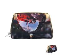 HCLYvexiria Trousse de maquillage de voyage étanche - Grande ouverture - Parc national de Zion - Grande capacité - Poche zippée - Trousse de toilette pour femme, Verre à vin, Taille unique