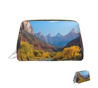 HCLYvexiria Trousse de maquillage de voyage étanche - Grande ouverture - Parc national de Zion - Grande capacité - Poche zippée - Trousse de toilette pour femme, Parc national de Zion, Taille unique