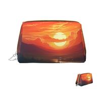 HCLYvexiria Trousse de maquillage de voyage étanche - Pochette de toilette portable à grande ouverture - Pochette de maquillage pour art du coucher de soleil - Grande capacité - Poche zippée - Trousse