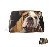 HCLYvexiria Trousse de maquillage de voyage étanche - Pochette de toilette portable large ouverte - Motif champignon de forêt - Grande capacité - Poche à fermeture éclair pour femme, Bulldog anglais,