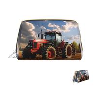 HCLYvexiria Trousse de maquillage de voyage étanche - Pochette de toilette portable large ouverte - Motif champignon de forêt - Grande capacité - Poche à fermeture éclair pour femme, Tracteur de ferme