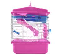 HCLZOE Cage pour Animaux de Compagnie Hamster Chalet avec Lucarne Transparente Double Couche Maison pour Hamster Doré Hamster Rose pour Animaux de Compagnie
