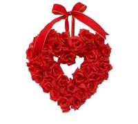 HCLZOE Guirlande de Fleurs Suspendue pour Décoration de Saint-Valentin 40 cm Belle Guirlande de Fleurs Rouges avec Nœud Papillon pour Décoration D'Entrée