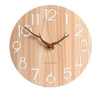 HCLZOE Horloge Murale Nordique en Bois 3D Art Horloge Murale Creuse pour Chambre d'enfants/DéCor à 12 Pouces