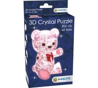 Crystal Puzzle | 3D Ours Rose | Design Transparent | 48 Pièces | Kit de Construction pour Enfants et Adultes | HCM Kinzel