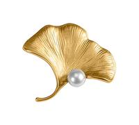 hcma 925 Argent créatif doré Feuille de Gingko Broche Mode féminine incrusté de Perles Broche vêtements Accessoires