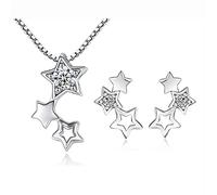 HCMA 925 argent Zircon étoile collier et boucles d'oreilles ensemble de bijoux de mariage ensembles de bijoux de mariée pour les femmes cadeau ensemble de bijoux de fête de mariage