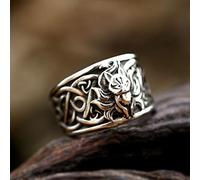 HCMA Acier Inoxydable Nine-Tailed Fox Hommes Anneaux Rock Hip-Hop Rétro Punk Vintage Bague À La Mode Viking Celtes Renard Animal Noeud Bijoux Cadeau