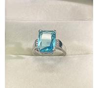 HCMA Bague de Bijoux en Argent Classique pour Femmes de Charme avec Cinq Couleurs de Pierres précieuses rectangulaires fête de Mariage en Gros Cadeau Taille 6-10