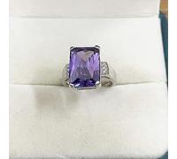 HCMA Bague de Bijoux en Argent Classique pour Femmes de Charme avec Cinq Couleurs de Pierres précieuses rectangulaires fête de Mariage en Gros Cadeau Taille 6-10