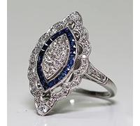 HCMA Bague de Charme rétro pour Femmes Bijoux en Argent Accessoires Saphir Zircon Bague de Pierres précieuses Mariage Bijoux de fiançailles Cadeau