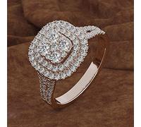 HCMA Bague Micro-cloutée dorée 18 carats pour Femmes Bijoux en Pierres précieuses carrées Bague bagues en Diamant boîte pour Cadeau de Bijoux pour Femmes