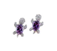 HCMA Bleu Violet Ovale dégradé Zircon Arc-en-Ciel Pierre Tortue Boucles d'oreilles pour Femmes Bijoux de Mode Multicolore Cristal Boucles d'oreilles Cadeau