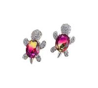 HCMA Bleu Violet Ovale dégradé Zircon Arc-en-Ciel Pierre Tortue Boucles d'oreilles pour Femmes Bijoux de Mode Multicolore Cristal Boucles d'oreilles Cadeau
