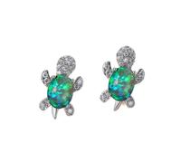 HCMA Bleu Violet Ovale dégradé Zircon Arc-en-Ciel Pierre Tortue Boucles d'oreilles pour Femmes Bijoux de Mode Multicolore Cristal Boucles d'oreilles Cadeau