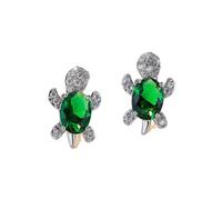 HCMA Bleu Violet Ovale dégradé Zircon Arc-en-Ciel Pierre Tortue Boucles d'oreilles pour Femmes Bijoux de Mode Multicolore Cristal Boucles d'oreilles Cadeau