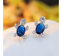 HCMA Bleu Violet Ovale dégradé Zircon Arc-en-Ciel Pierre Tortue Boucles d'oreilles pour Femmes Bijoux de Mode Multicolore Cristal Boucles d'oreilles Cadeau