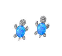HCMA Bleu Violet Ovale dégradé Zircon Arc-en-Ciel Pierre Tortue Boucles d'oreilles pour Femmes Bijoux de Mode Multicolore Cristal Boucles d'oreilles Cadeau