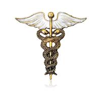 hcma Cadeau de Jour d'infirmière Double Forme de Serpent Caducée Médical Pin Badge Ange Aile Infirmière Broche Vintage