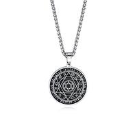 HCMA Collier homme Vintage Talisman sceau salomon étoile à Six branches 12 Constellation pendentif acier inoxydable amulette bijoux porte-bonheur