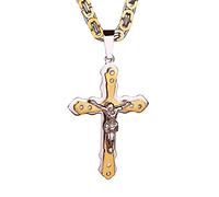HCMA Jésus croix pendentif incrusté de cristal titane acier hommes pendentif collier religieux saint seigneur collier bijoux cadeau