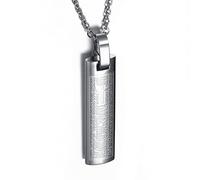 HCMA Noir Bleu Acier Couleur Argent Hommes Femmes Titane Acier Pendentif Collier Espagnol Bible seigneurs prière Croix Vintage Bijoux