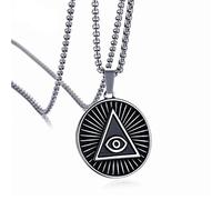 HCMA Nouveau Collier de fierté à la Mode Hommes Oeil de Providence Pendentif Collier Vintage Titane Acier Noir Oeil Qui voit Tout Bijoux Masculins