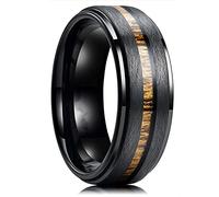 HCMA Nouveau élégant 8mm Hommes Noir carbure de tungstène Anneau en Acier Inoxydable Bijoux Surface brossé Patch Bague de fiançailles Bijoux
