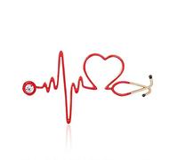 HCMA Nouveau émail Amour Coeur stéthoscope Broches pour Femmes Hommes Cristal Battement de Coeur Forme Docteur infirmière Bijoux médicaux Broche Badge